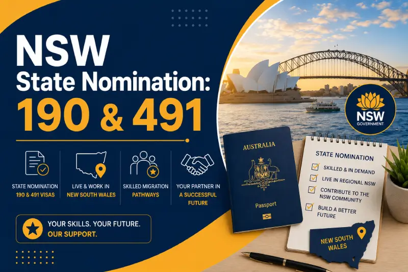 NSW State Nomination: 190 & 491 — guide by a registered migration agent